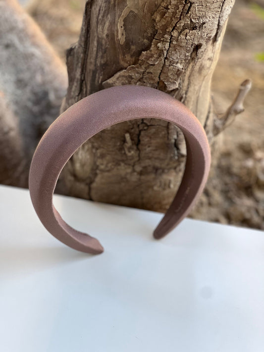 Stylish Chic Mink Padded Satin Headband in Neutral Tones - Perfect Women's Fashion Accessory for Everyday Wear available at Moyoni Design