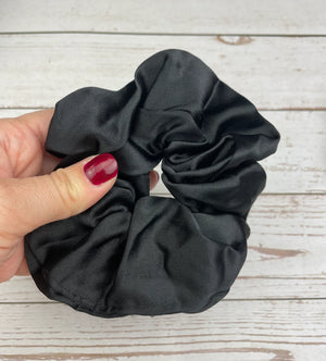 Handmade Satin Scrunchie with Bow, Colorful Scrunchie, Hair Accessory, Hair Ties, Black Beige Maroon Color Scrunchies, Satin Hairbow