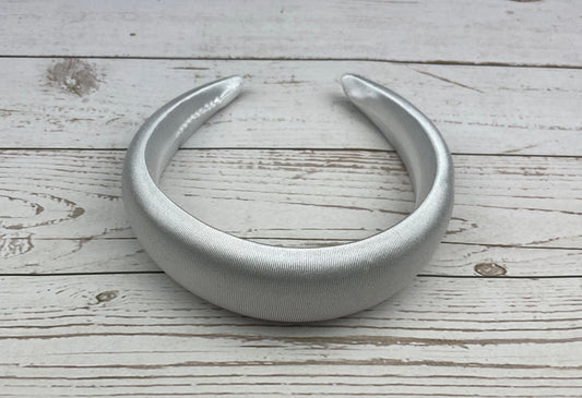 Elegant White Satin Padded Headband for Women - Chic Hair Accessory
