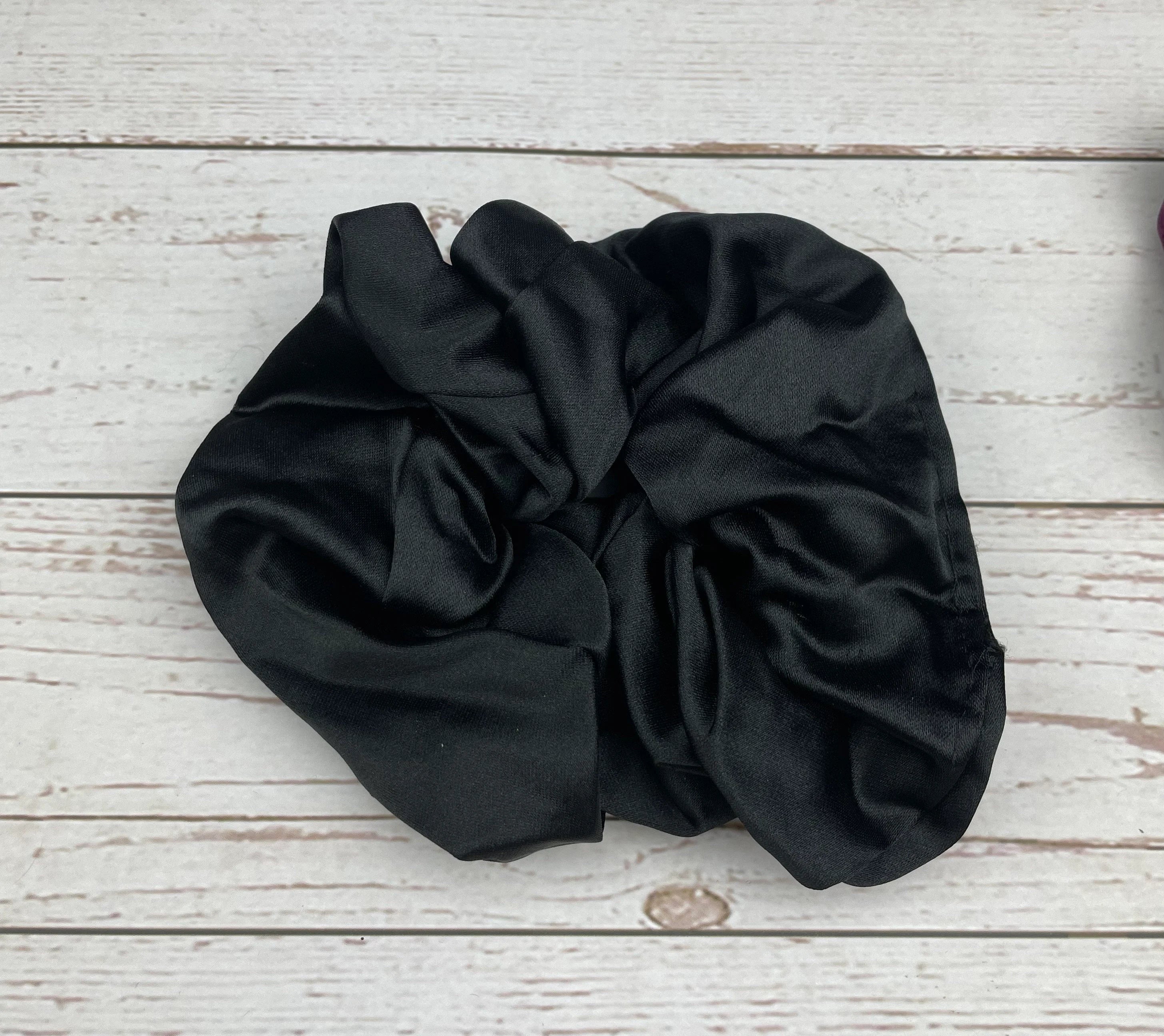 Handmade Satin Scrunchie with Bow, Colorful Scrunchie, Hair Accessory, Hair Ties, Black Beige Maroon Color Scrunchies, Satin Hairbow