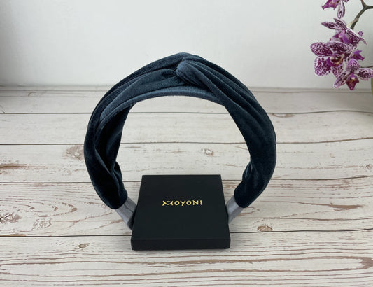 Classic Light Blue Velvet Knotted Headband - Timeless Fashion Accessory for Women