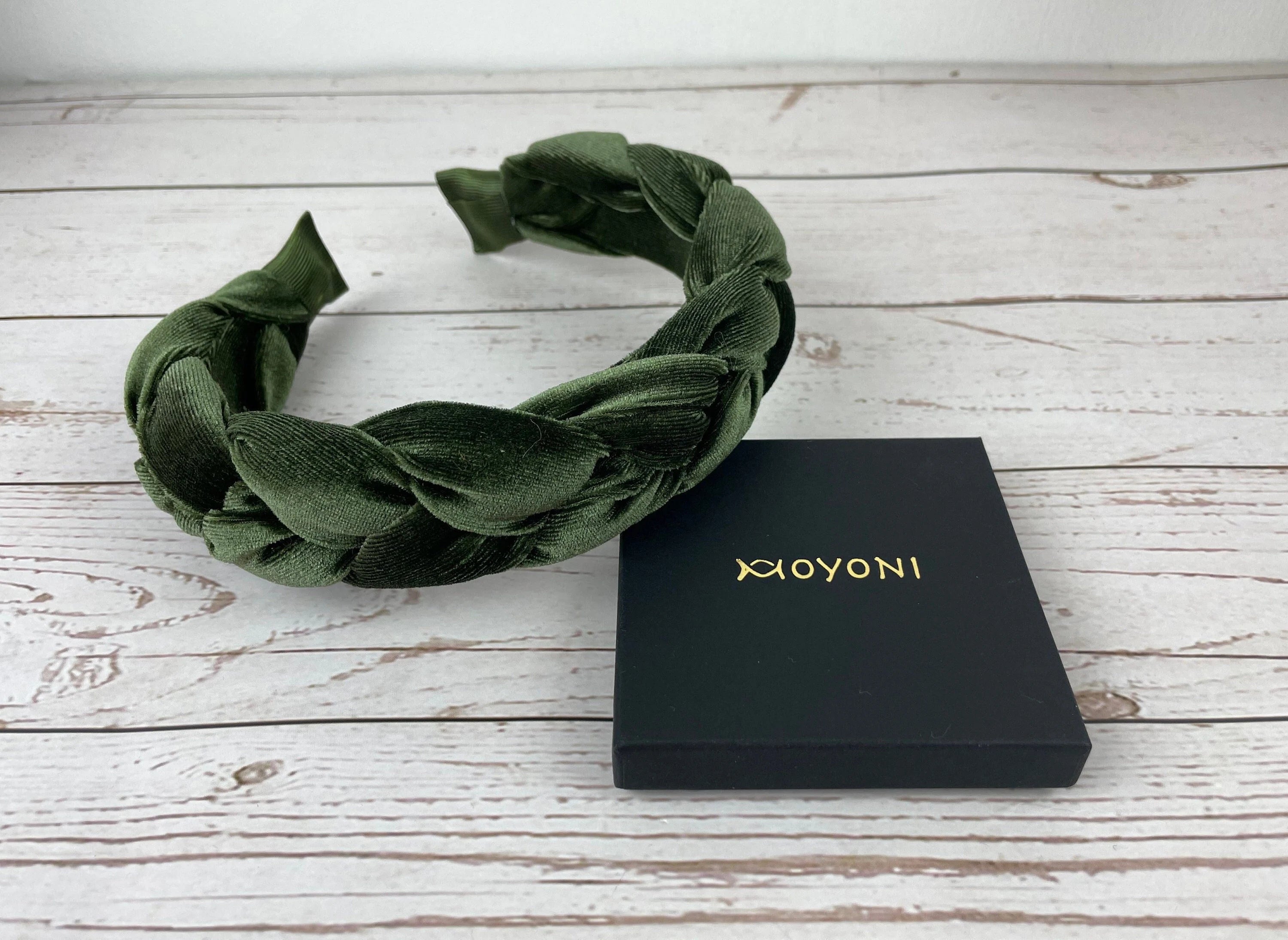 Stylish Khaki Green Velvet Braided Headband - Knotted Padded Hair Accessory for Fashionable Women