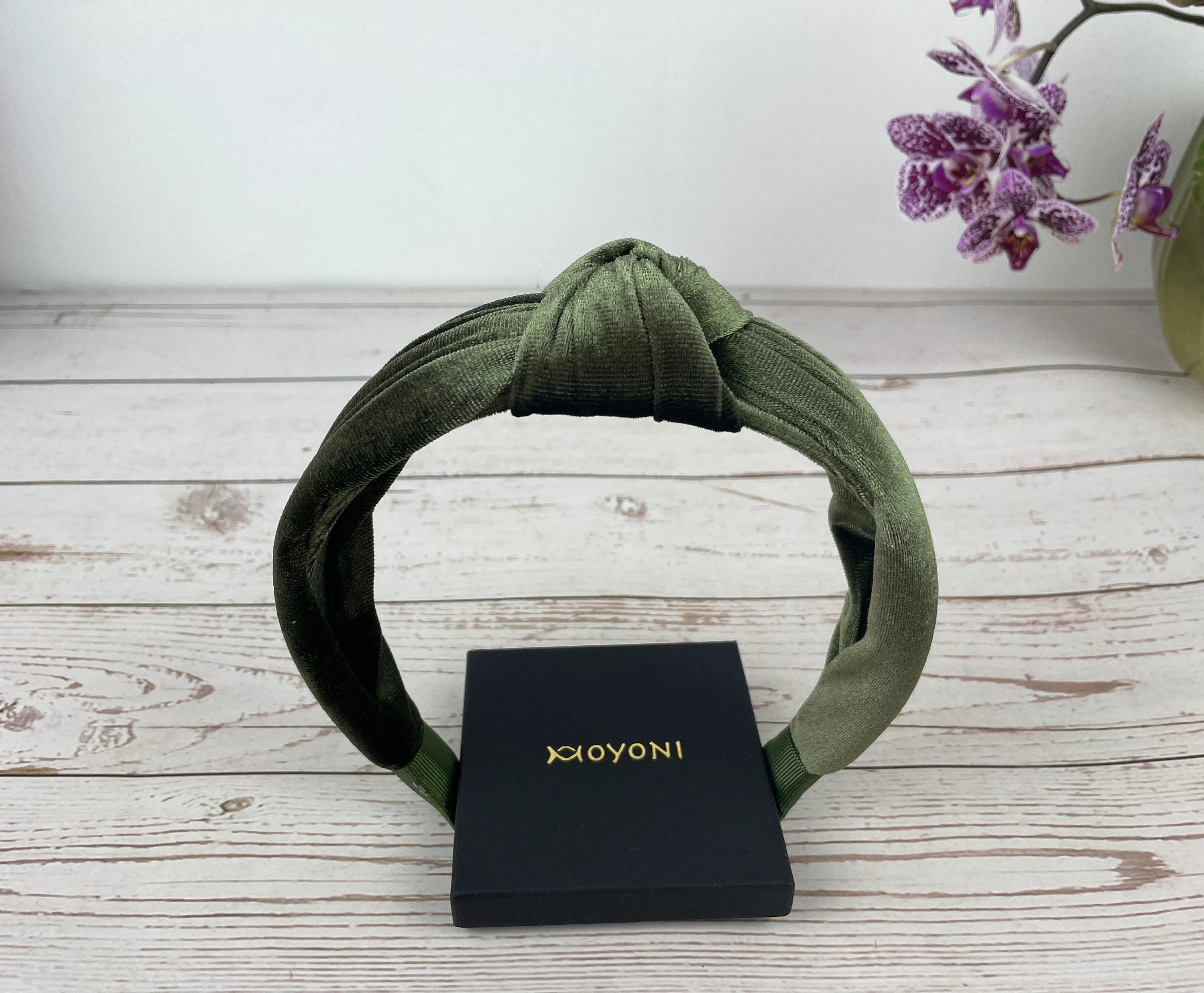 Stylish Army Green Knotted Velvet Headband - Fashion Accessory for Women