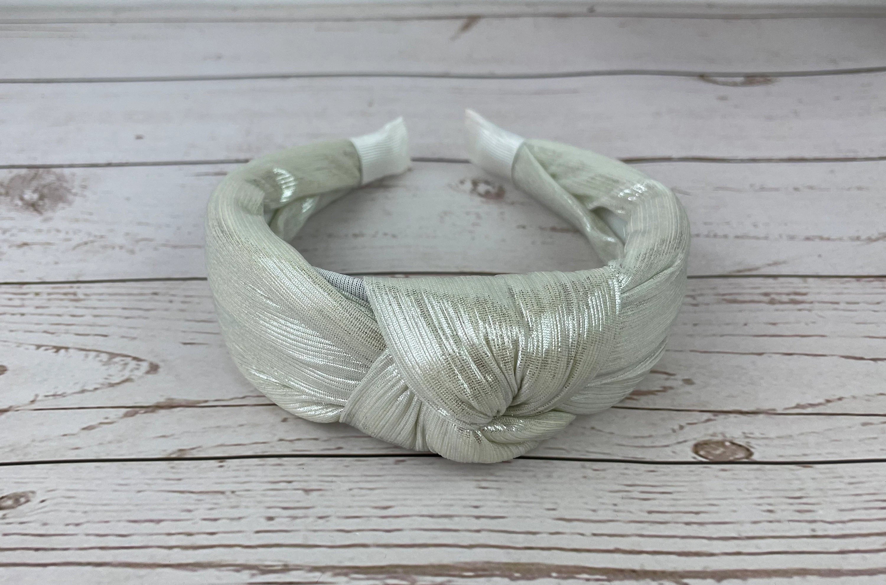 Elegant Off-White Shiny Jersey Fabric Headband - Ideal Hair Accessory for Weddings and Celebrations