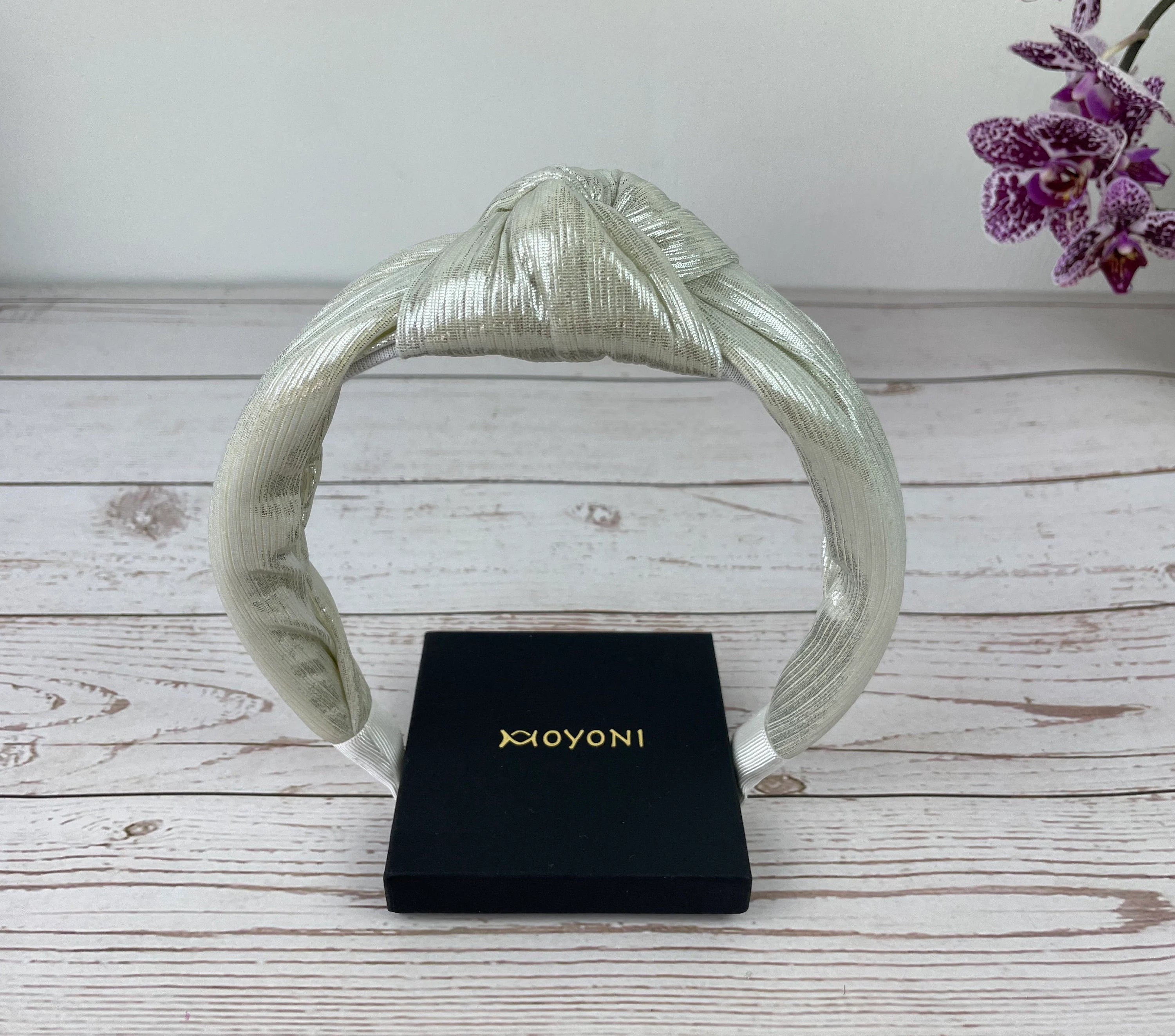 Elegant Off-White Shiny Jersey Fabric Headband - Ideal Hair Accessory for Weddings and Celebrations