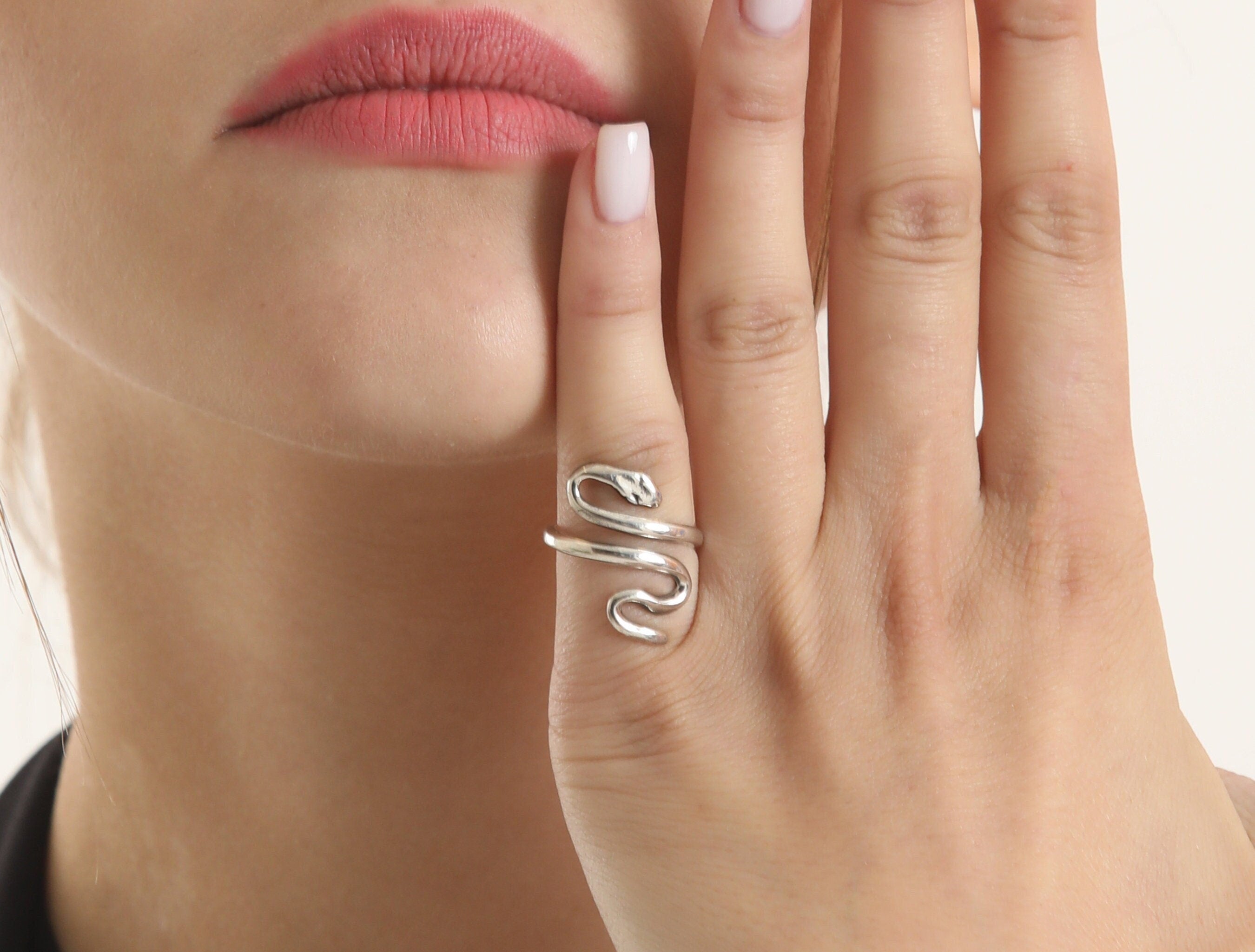 925 Sterling Silver Snake Ring – Intricate Boho Style Serpent Design