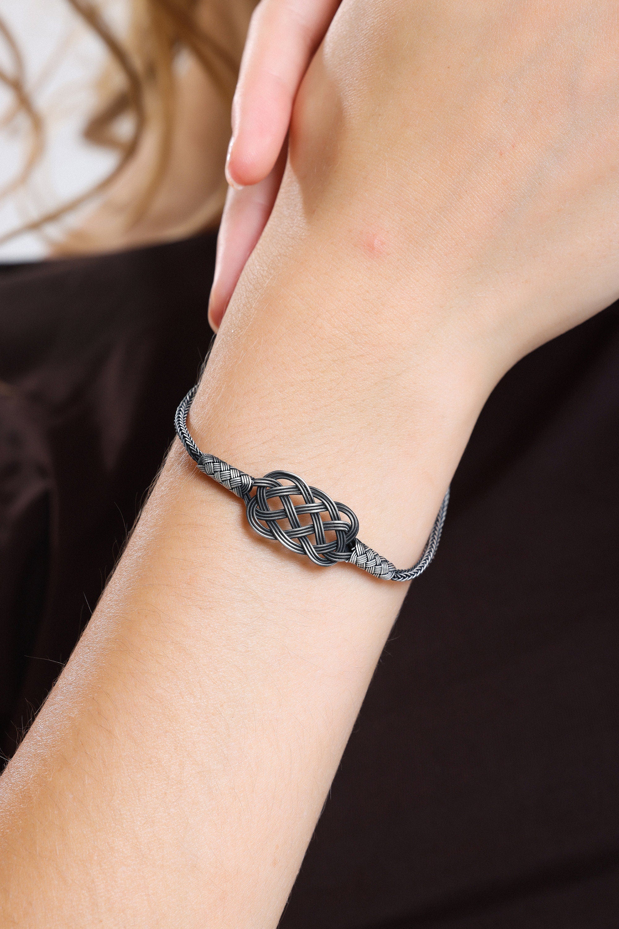 Elegant Silver HANDMADE BRAIDED BRACELET, Unique Design Bracelet available at Moyoni Design