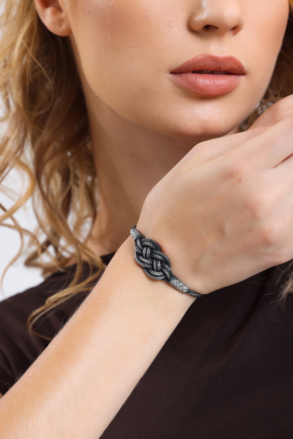 Sterling Silver Infinity Knot Braided Bracelet