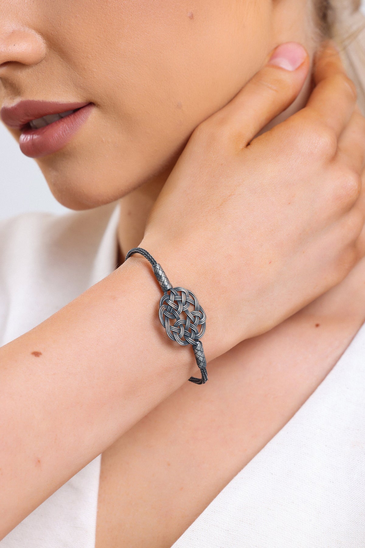 WOVEN SILVER BRACELET, Wonderful Gift, Thin Silver Bracelet, Women Wire Bracelet