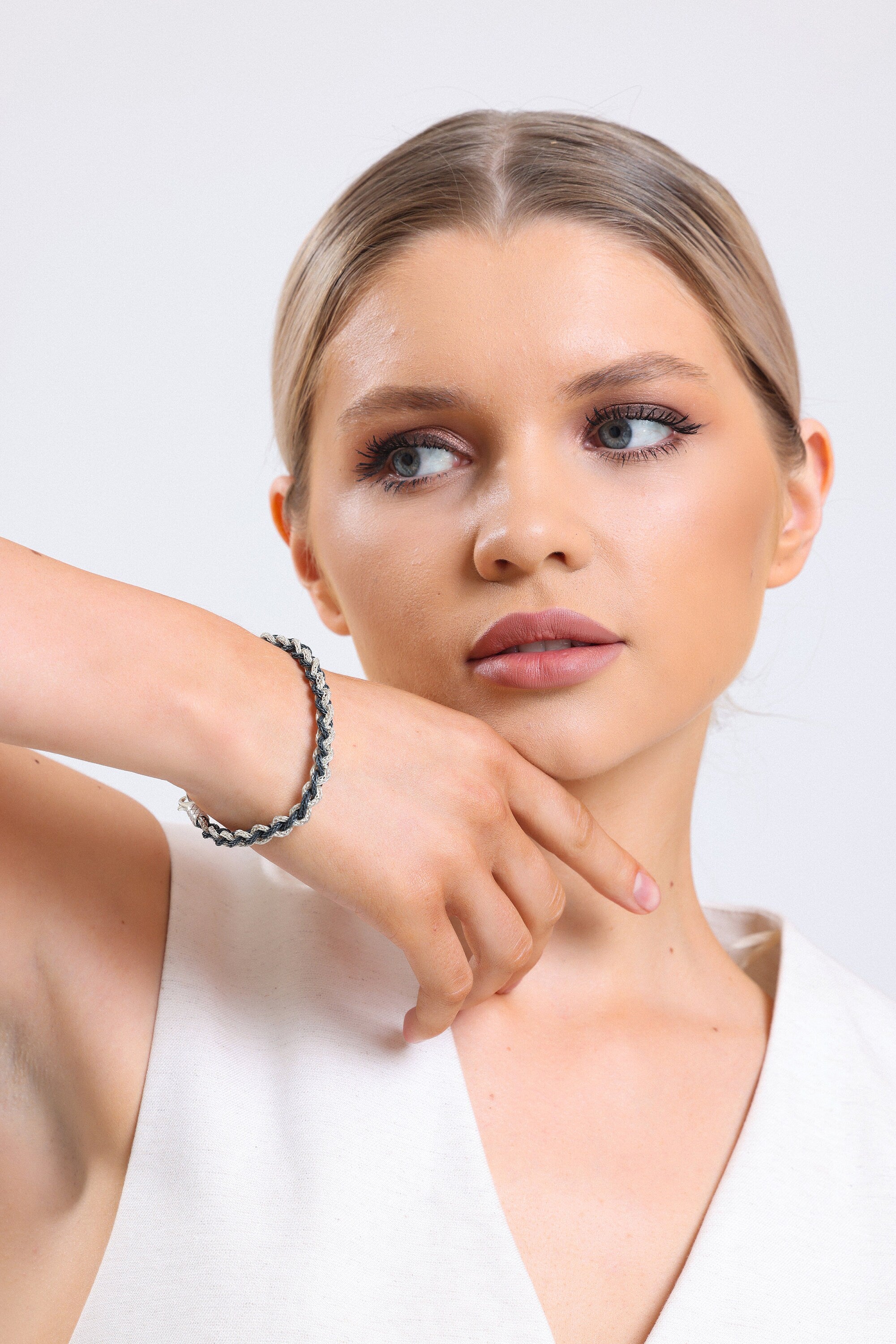 Handmade Dual-Tone Braided Sterling Silver Bracelet