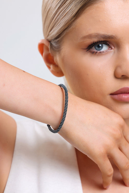 Unique WOVEN BRACELET, Sterling Silver, Weaved Handmade Bracelet, Design Bracelet, Silver Mens Bracelet, Handmade Bracelet, Unisex Bracelet available at Moyoni Design