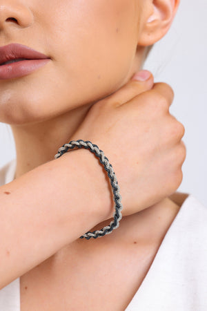 Exquisite Braided Silver Bracelet, Wonderful Thin Silver Bracelet Gift, Braided Handmade Bracelet, Women Wire Bracelet available at Moyoni Design