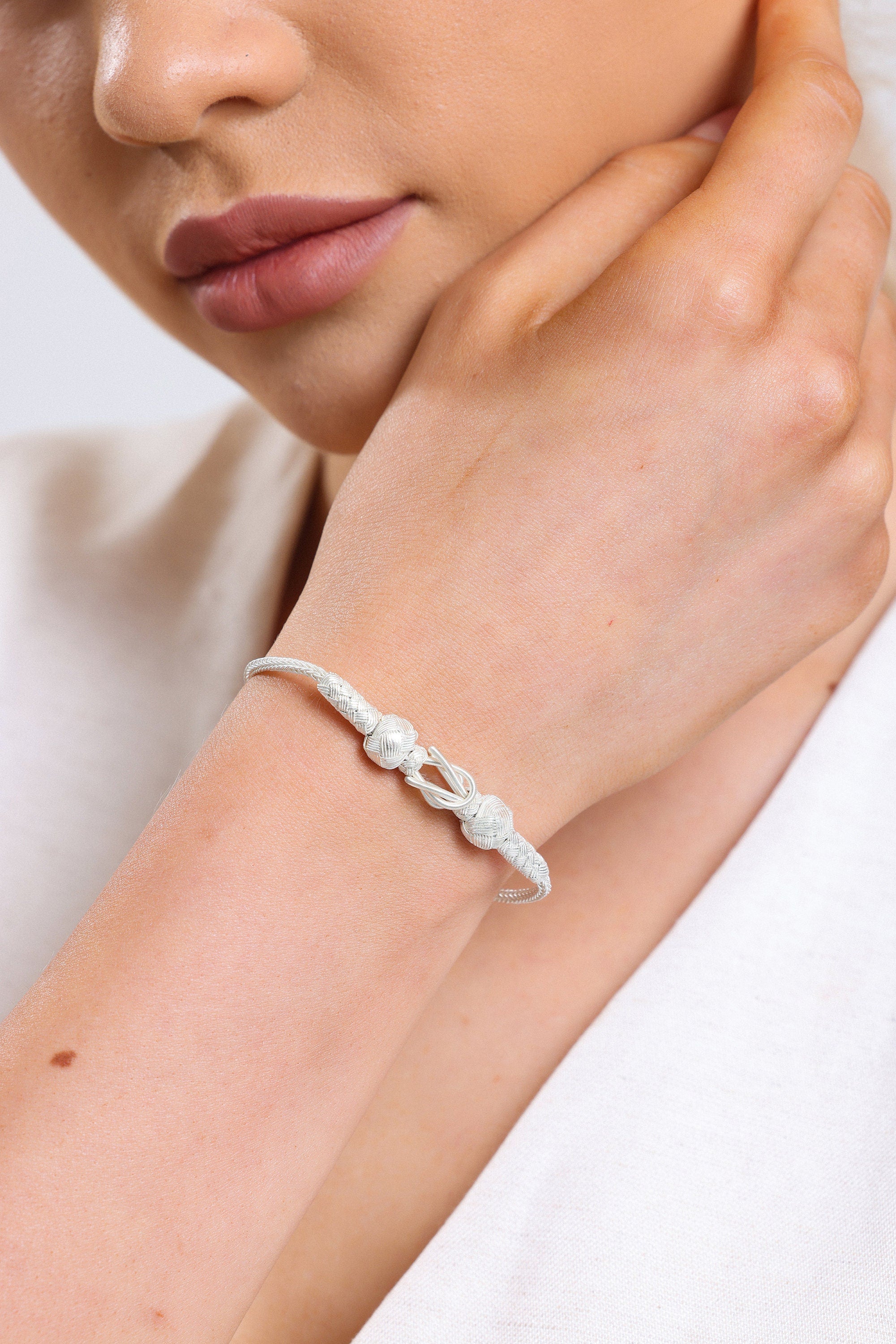 High-Quality STERLING SILVER WEAVED, Women Macrame Bracelet, Silver Macrame Bracelet, Lovely Bracelet, Boho Bracelet, Handmade Bracelet available at Moyoni Design