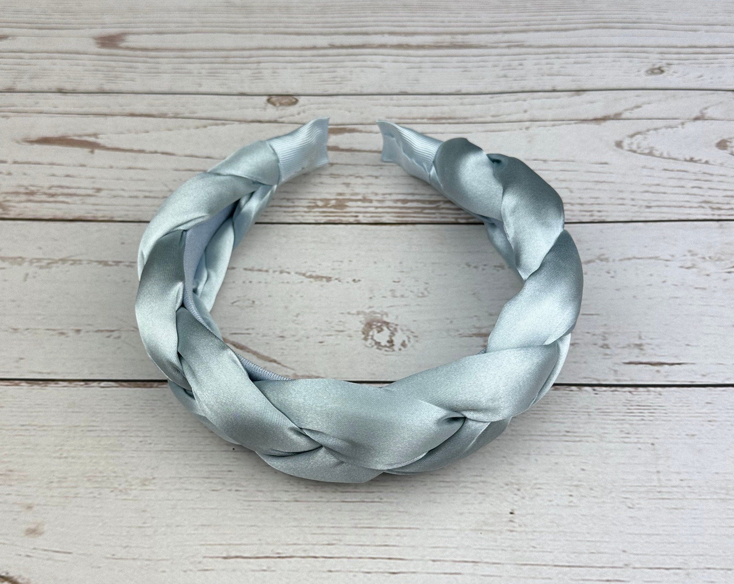 Light Blue Satin Braided Knot Headband - Classic and Stylish Baby Blue Hair Accessory for Women