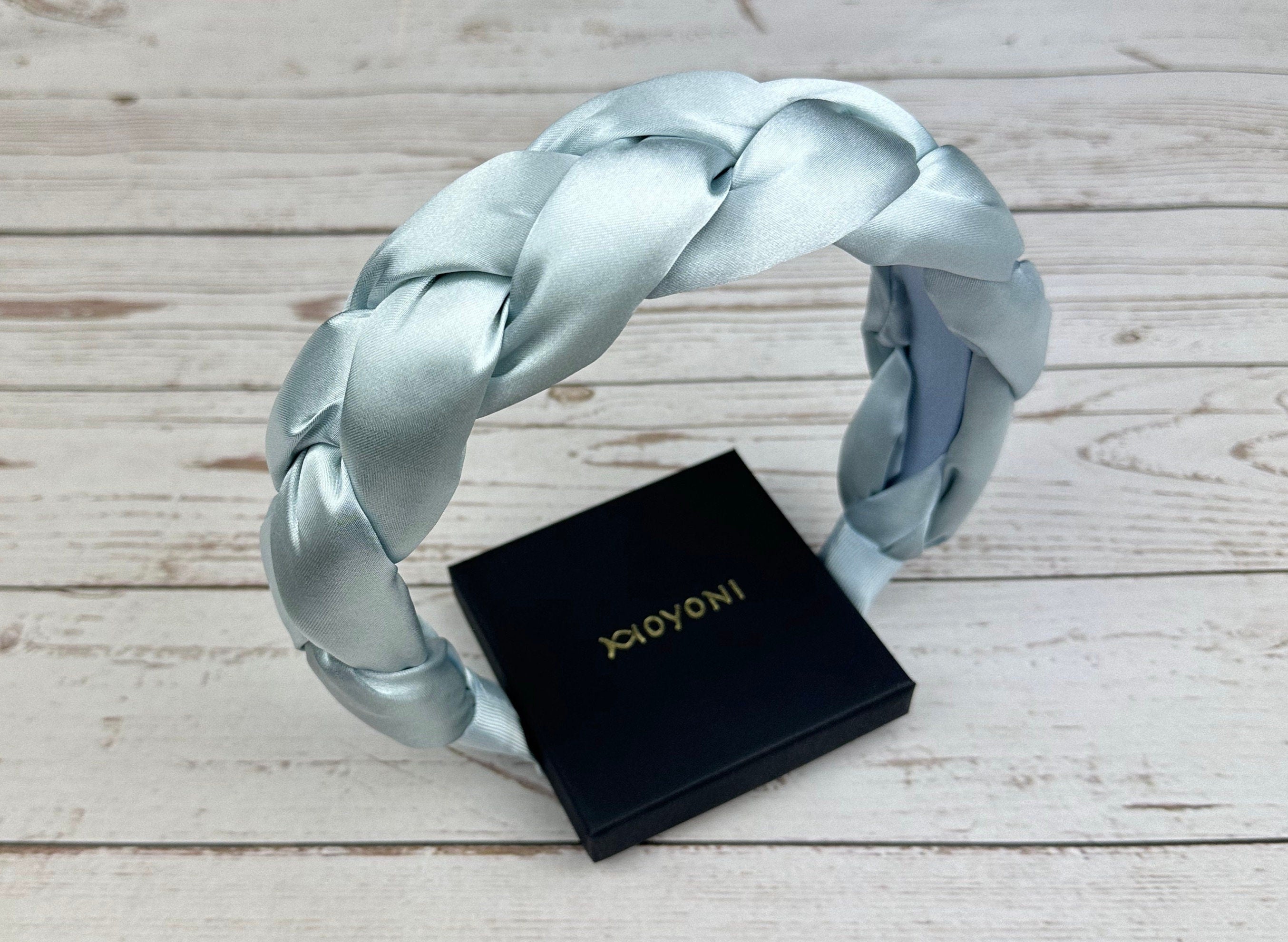 Light Blue Satin Braided Knot Headband - Classic and Stylish Baby Blue Hair Accessory for Women