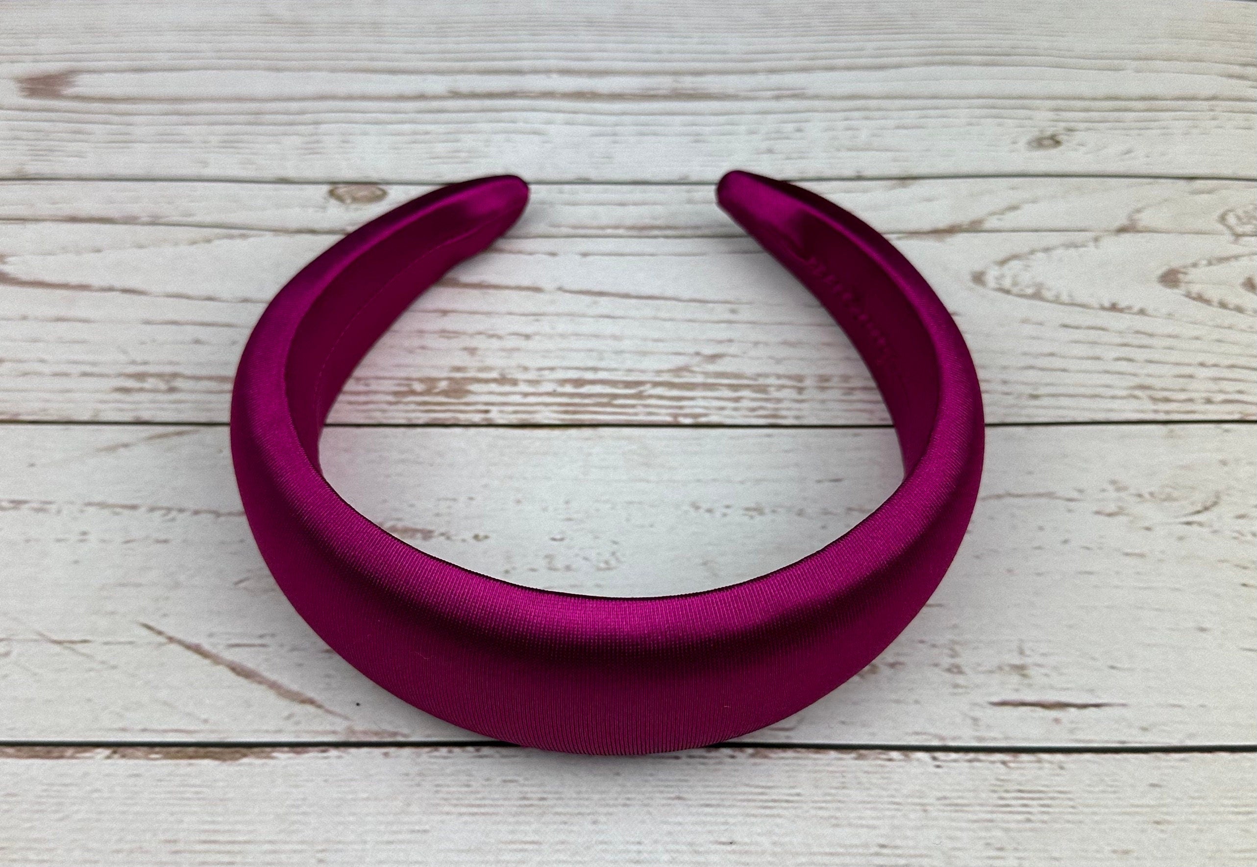 Elegant Fuchsia Satin Padded Headband for Women - Stylish Hair Accessory