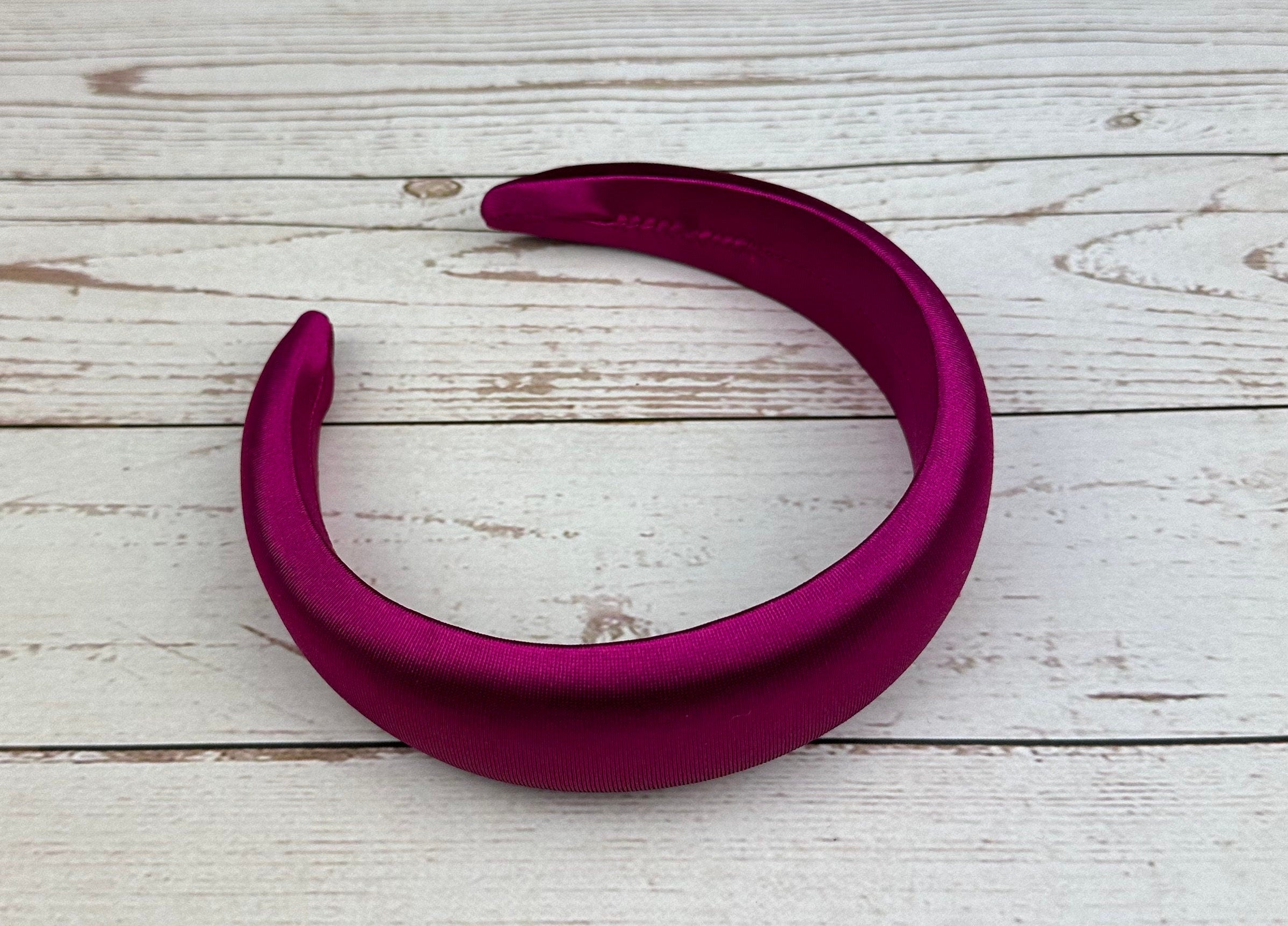 Elegant Fuchsia Satin Padded Headband for Women - Stylish Hair Accessory