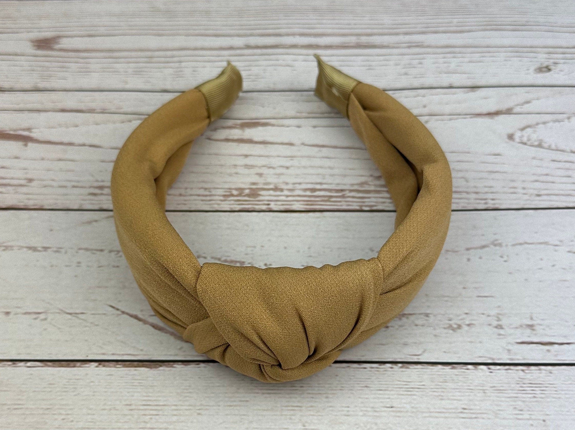 Dark Beige Knotted Headband for Women - Stylish Cream-Colored Hair Accessory for Summer with Padded Design