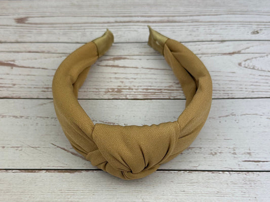 Dark Beige Knotted Headband for Women - Stylish Cream-Colored Hair Accessory for Summer with Padded Design