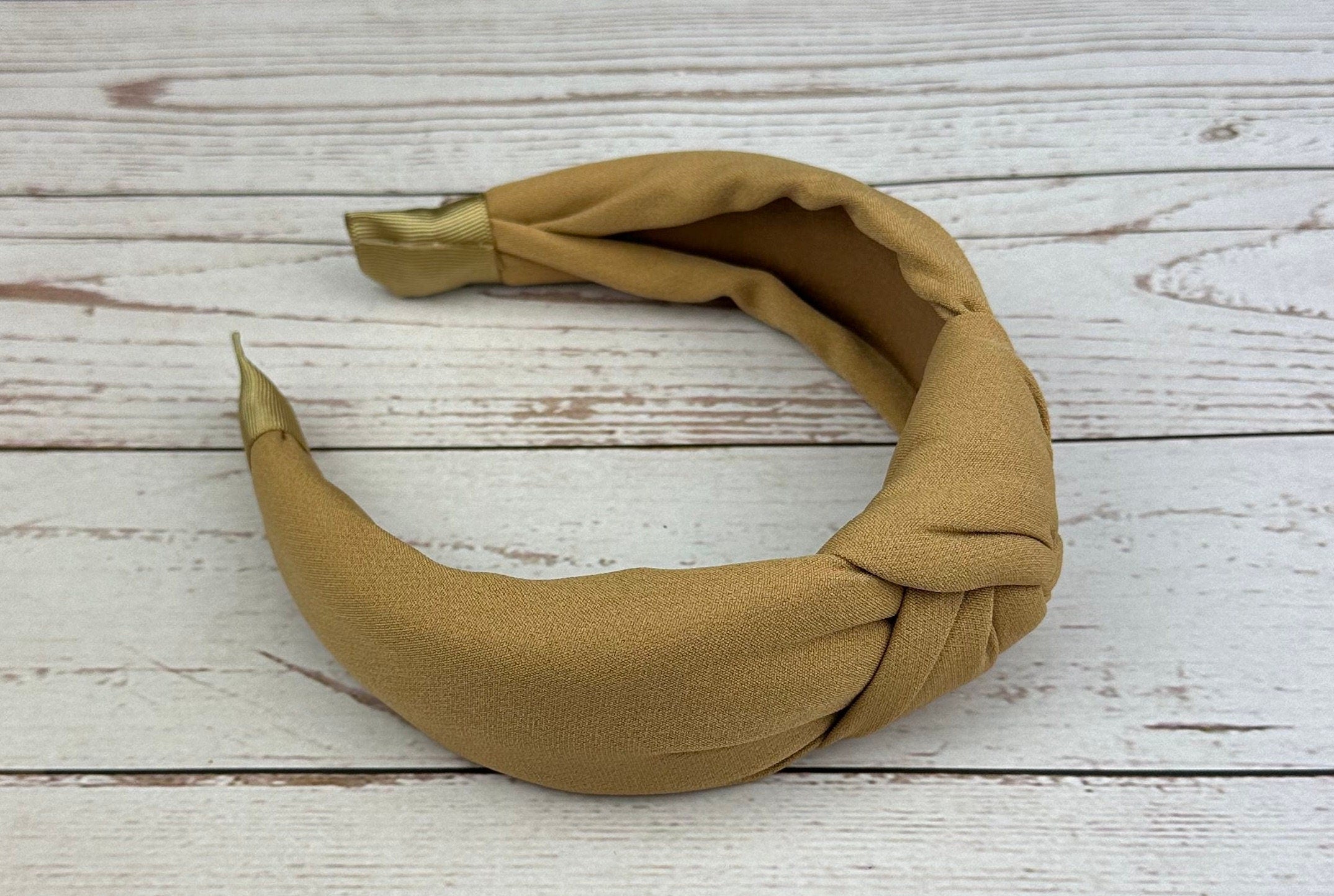 Dark Beige Knotted Headband for Women - Stylish Cream-Colored Hair Accessory for Summer with Padded Design