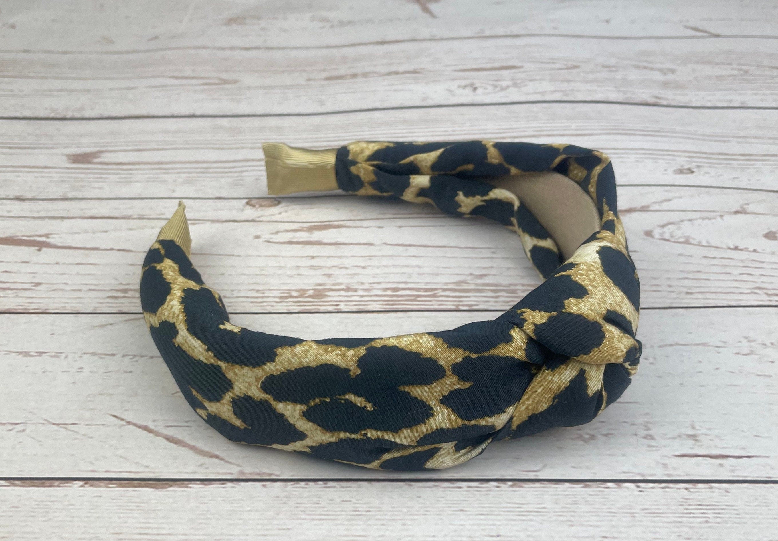 Leopard Padded Headband for Women - Stylish Black and Brown Hairband in Soft Cotton Fabric with Trendy Leopard Print Pattern