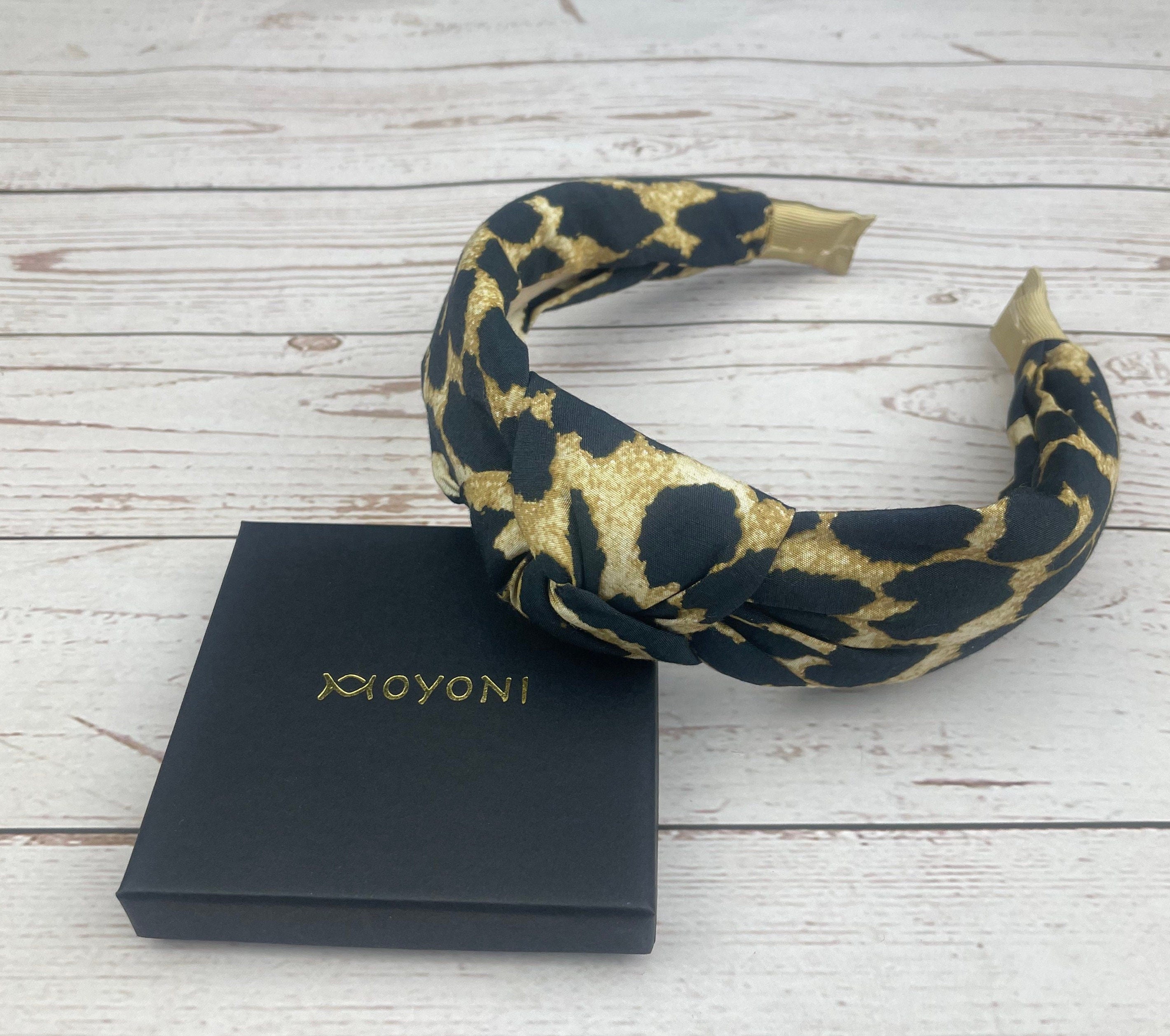 Leopard Padded Headband for Women - Stylish Black and Brown Hairband in Soft Cotton Fabric with Trendy Leopard Print Pattern