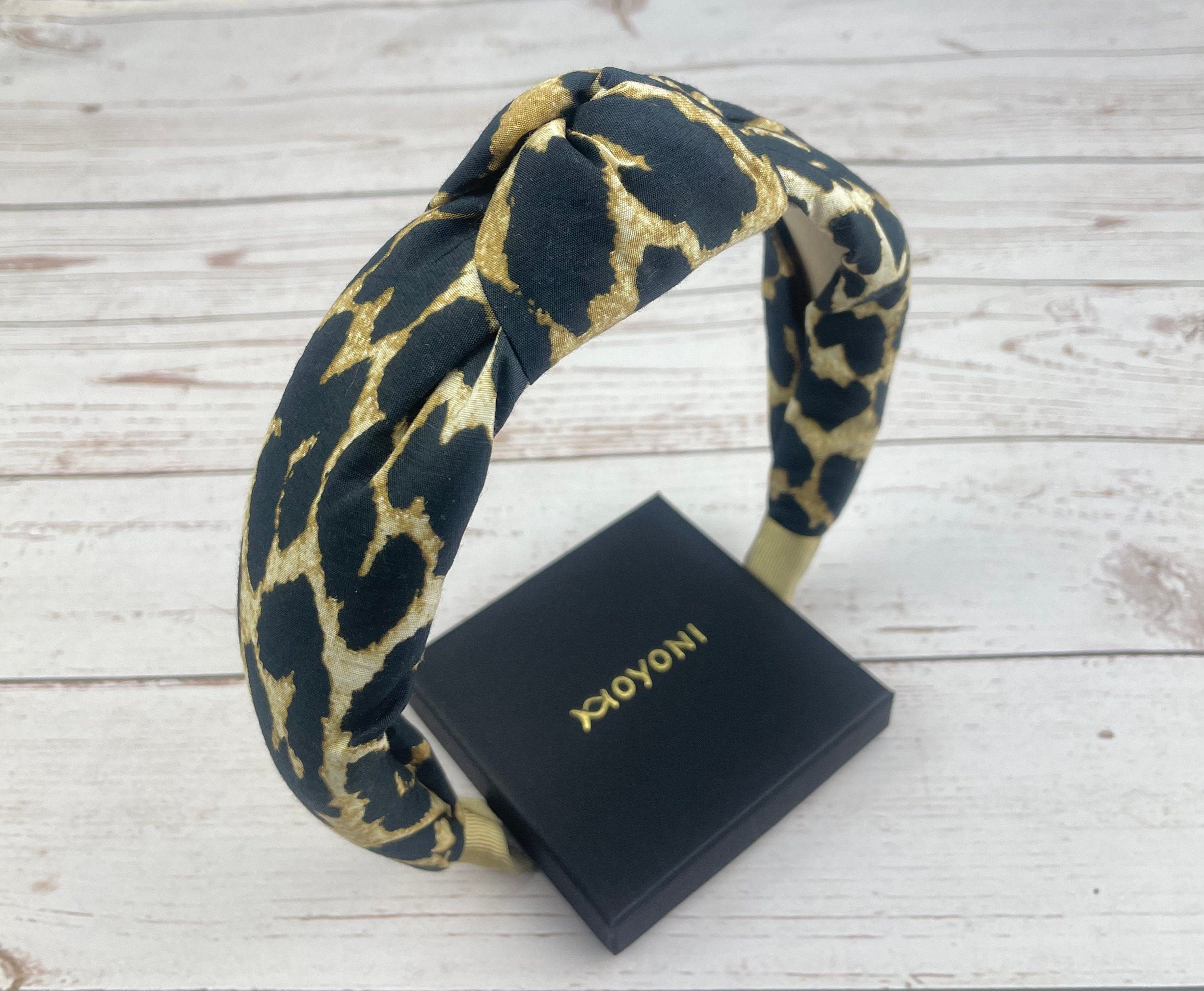 Leopard Padded Headband for Women - Stylish Black and Brown Hairband in Soft Cotton Fabric with Trendy Leopard Print Pattern