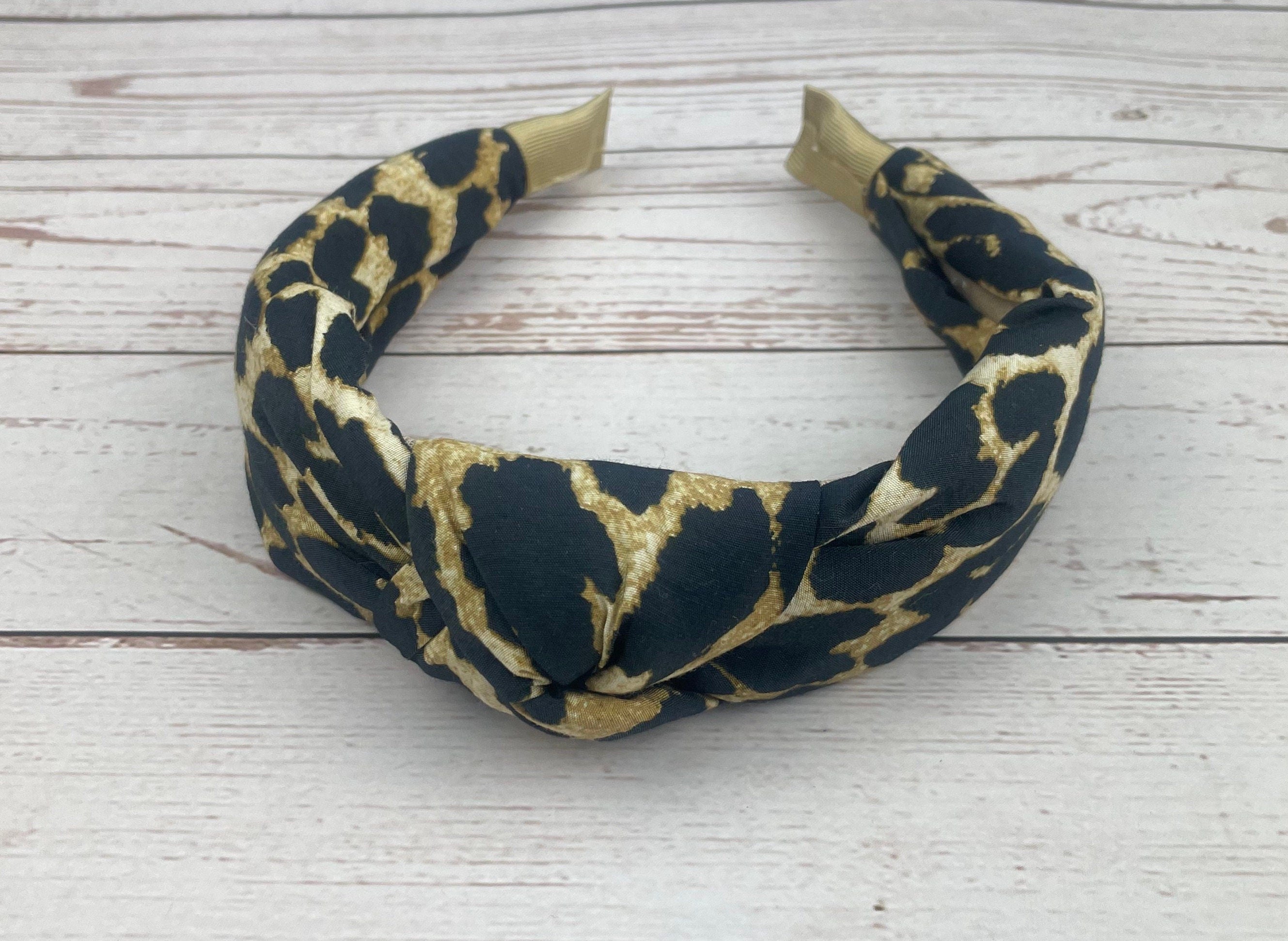 Leopard Padded Headband for Women - Stylish Black and Brown Hairband in Soft Cotton Fabric with Trendy Leopard Print Pattern