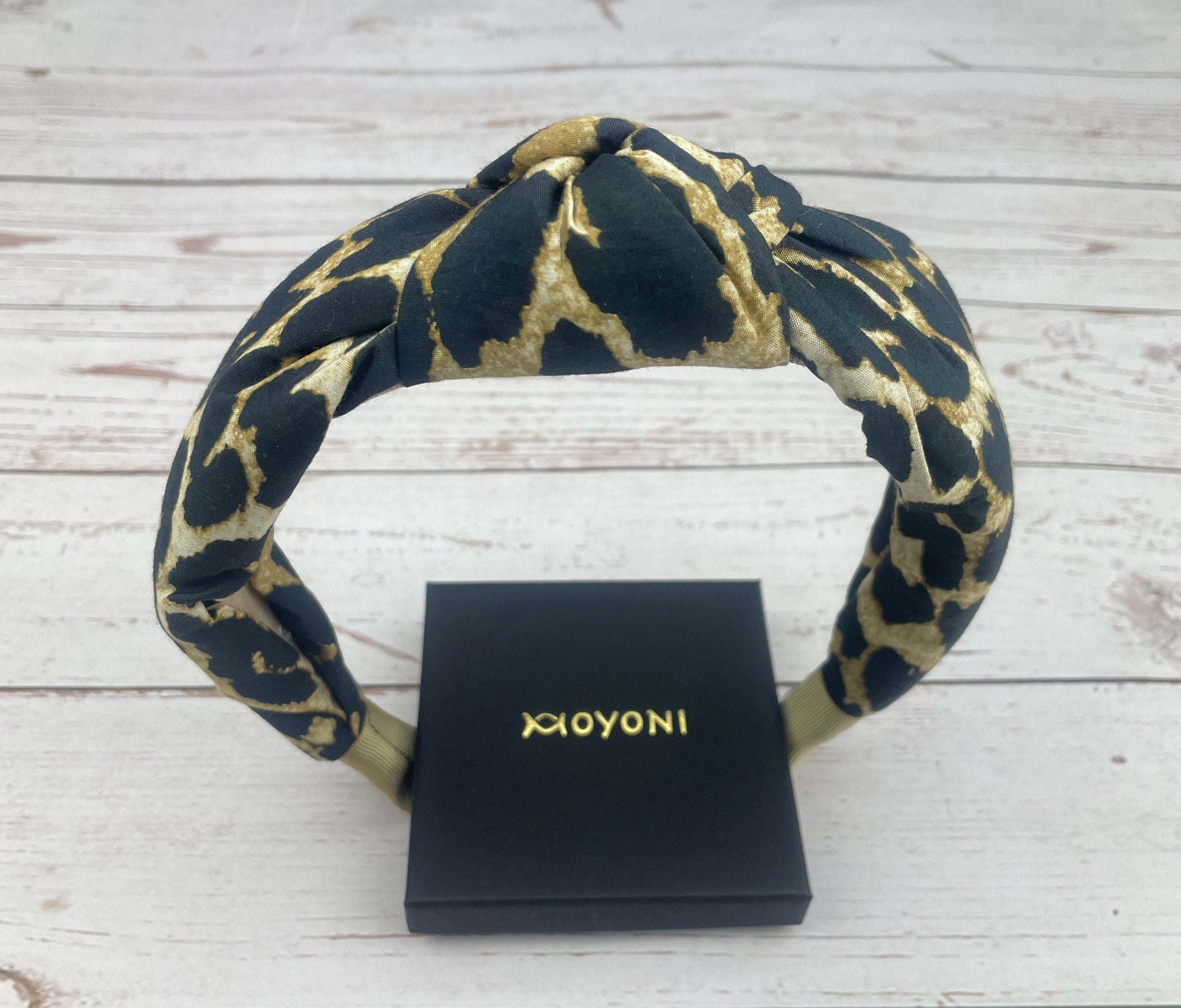 Leopard Padded Headband for Women - Stylish Black and Brown Hairband in Soft Cotton Fabric with Trendy Leopard Print Pattern