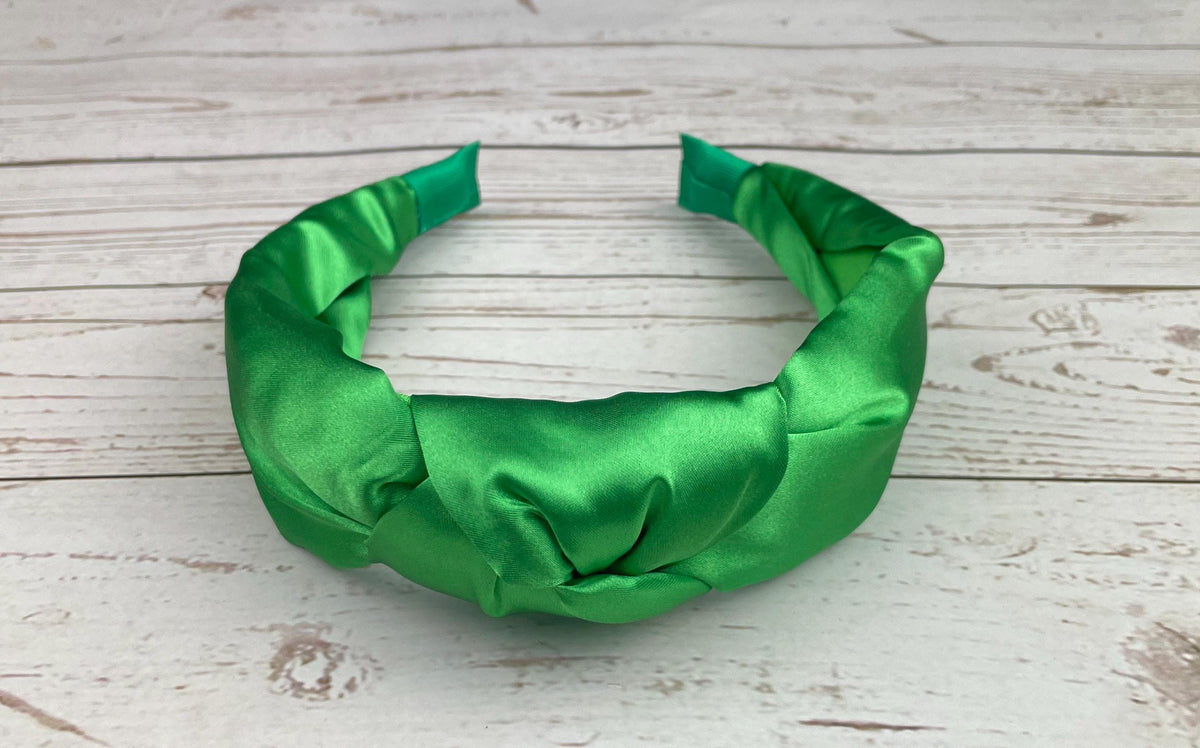 Light Emerald Green Padded Satin Knot Headband - A Timeless and Fashionable Hair Accessory for Women