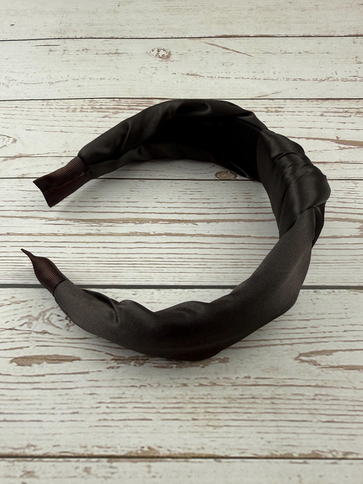 Dark Brown Satin Knotted Headband, Padded Alice Band for Women