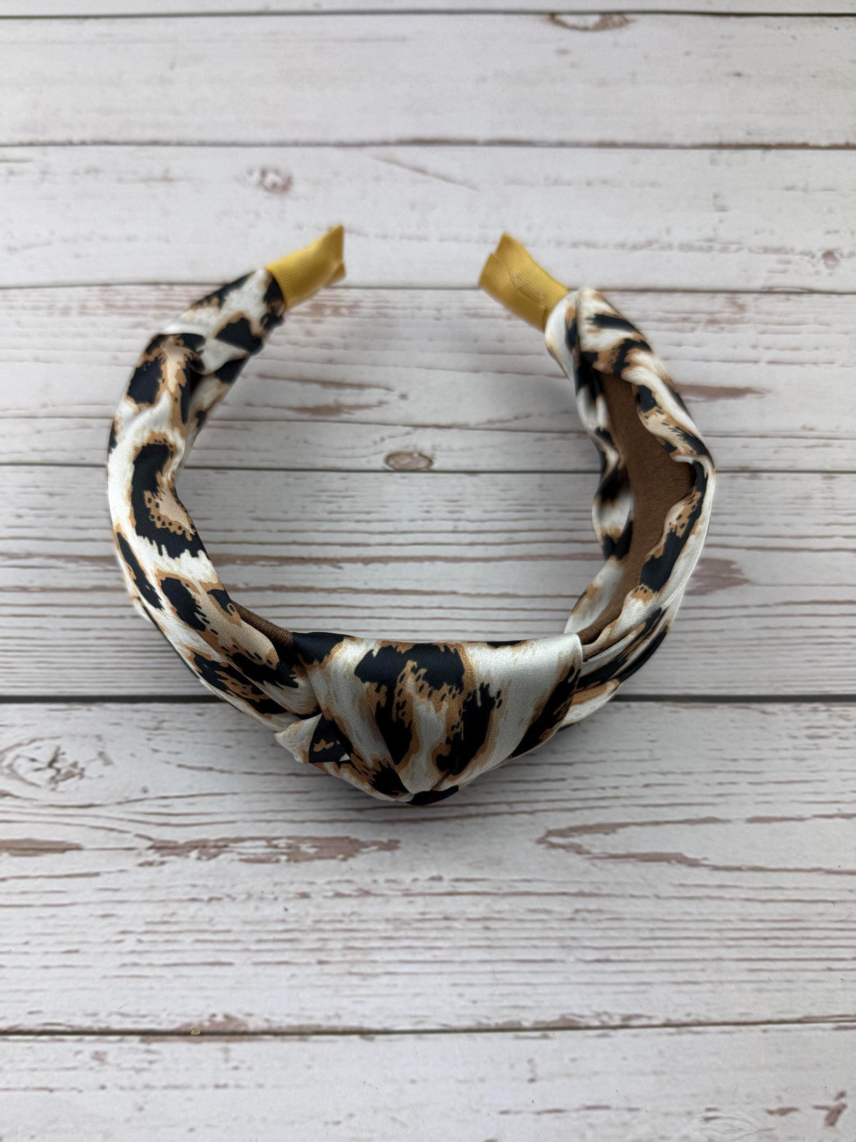 Leopard Print Satin Knotted Headband, Padded Alice Band, Animal Print Hair Accessory