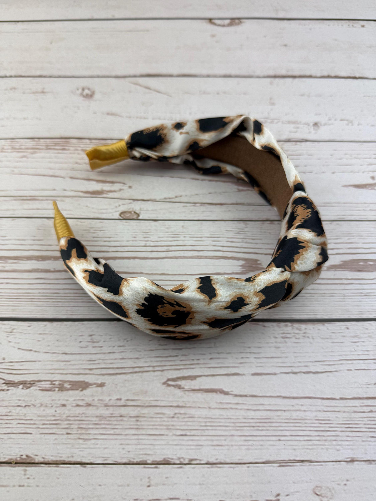 Leopard Print Satin Knotted Headband, Padded Alice Band, Animal Print Hair Accessory