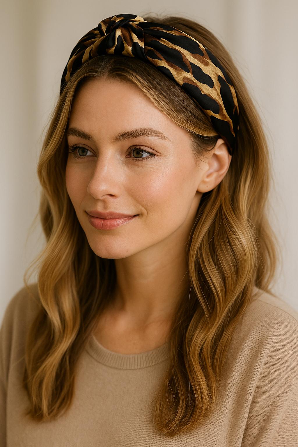Leopard Print Padded Headband: Soft Cotton Hair Accessory