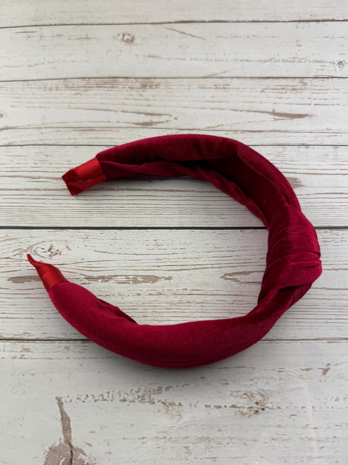 Red Velvet Knot Headband: Padded Turban Style Hair Accessory