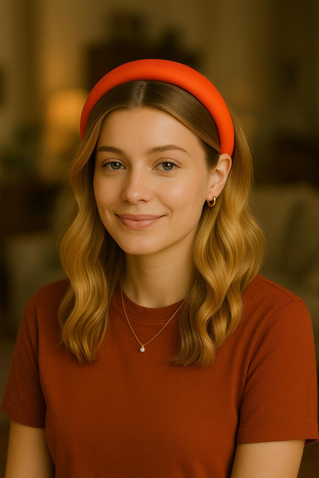 Bright Orange Satin Padded Headband – Vibrant Style for Everyday Wear