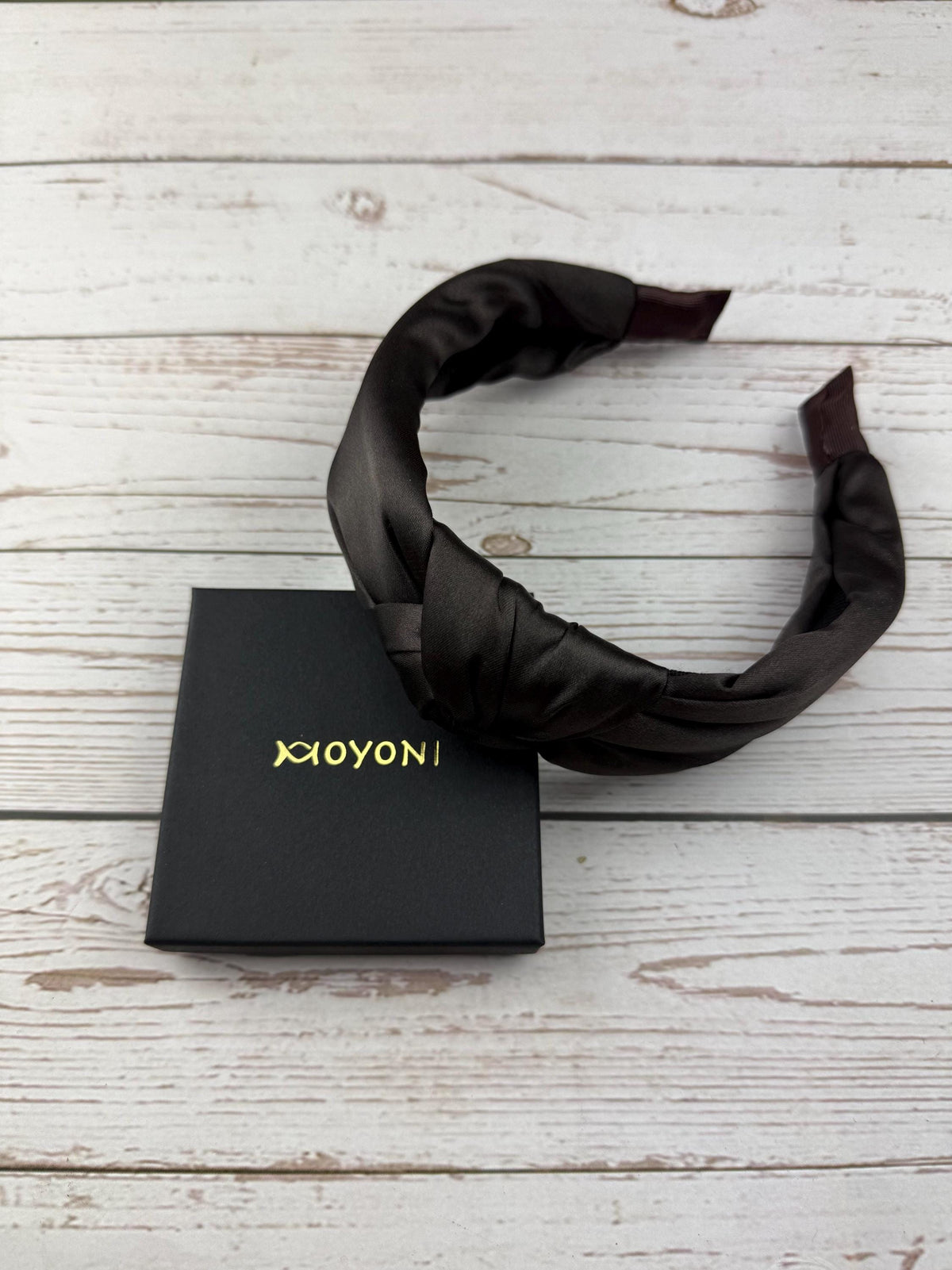 Dark Brown Satin Knotted Headband, Padded Alice Band for Women