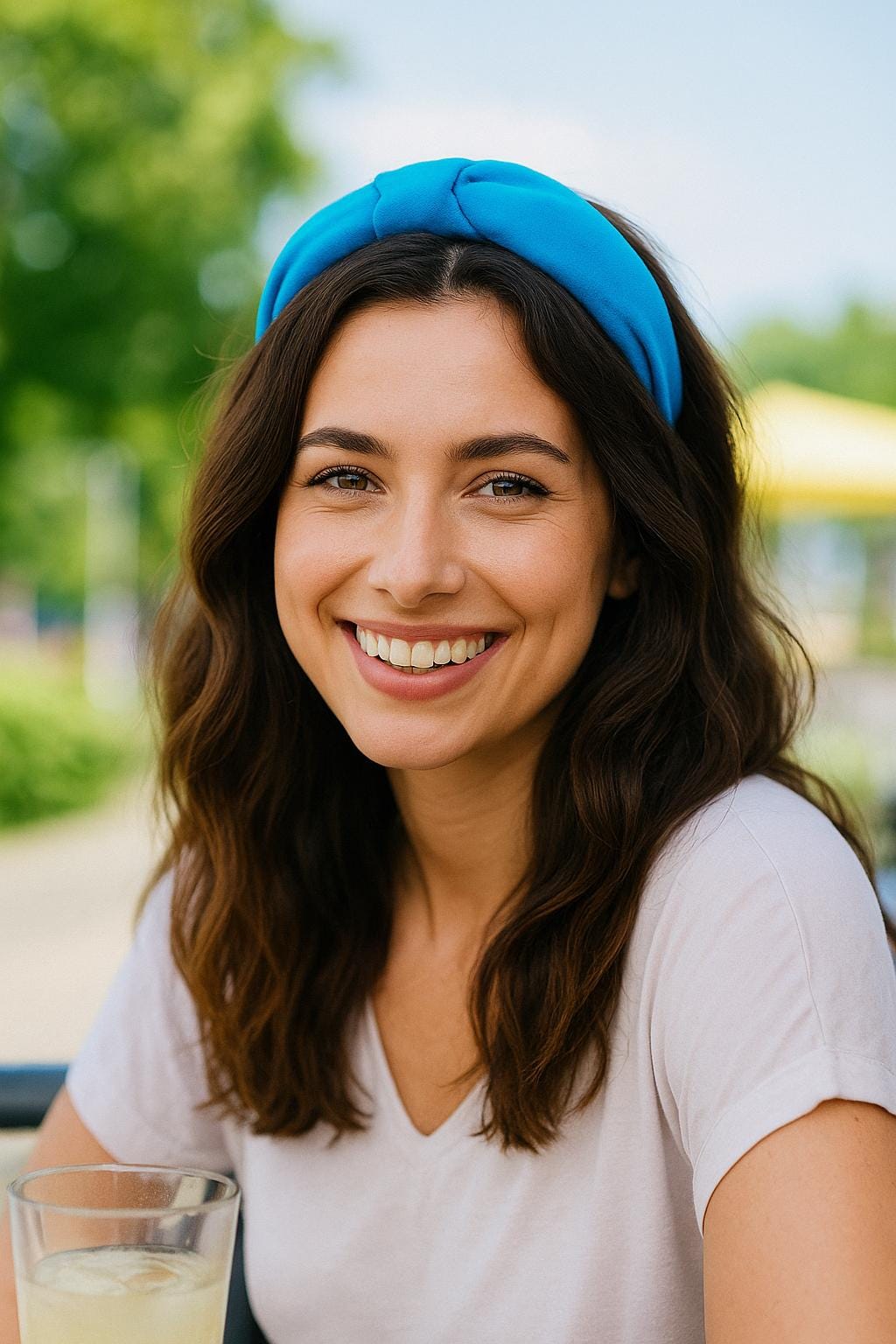 Light Blue Twist Knot Headband, Viscose Crepe Padded Alice Band