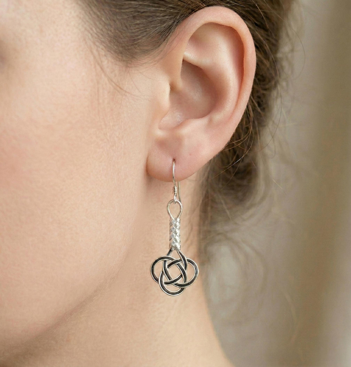 Braided Sterling Silver Dangle Earrings: Two-Tone Boho Jewelry