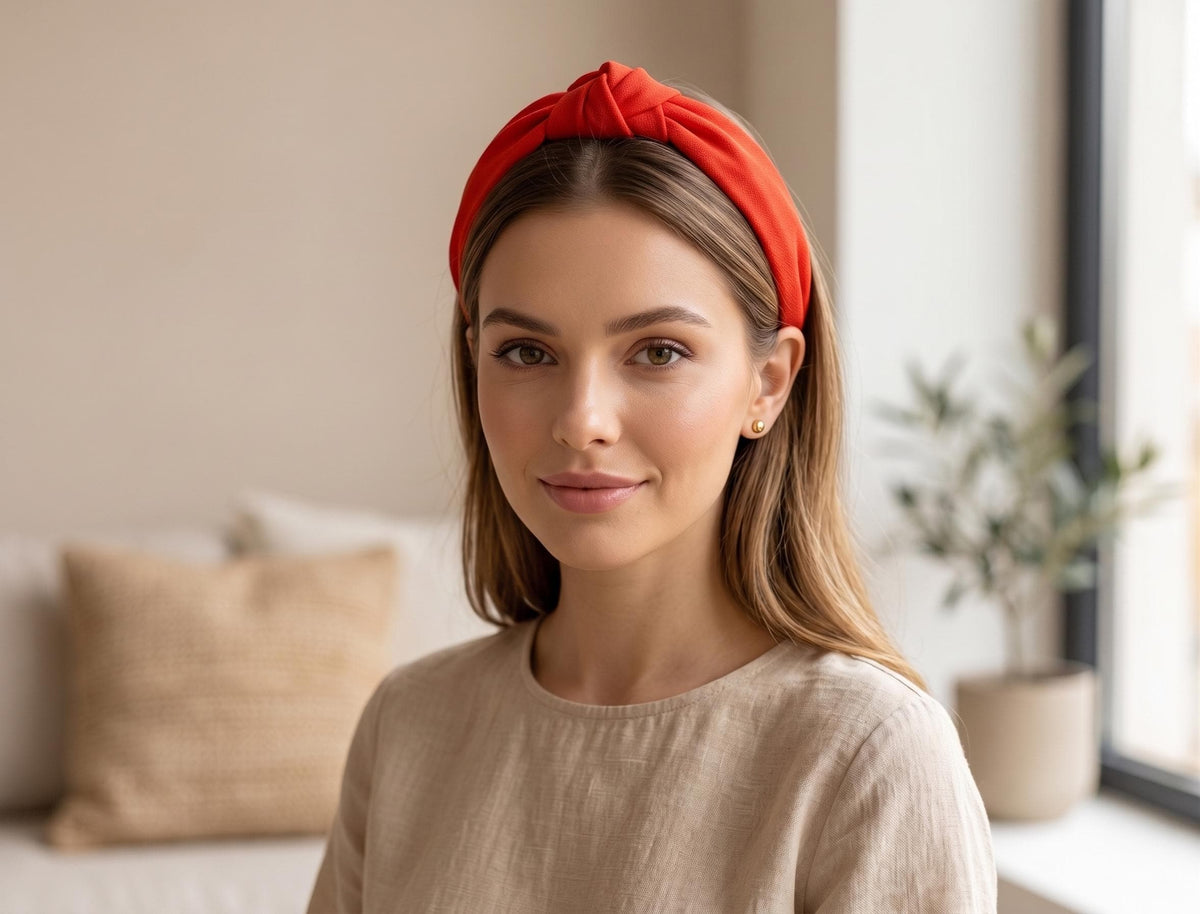 Orange Knotted Headband: Padded Fashion Hairband