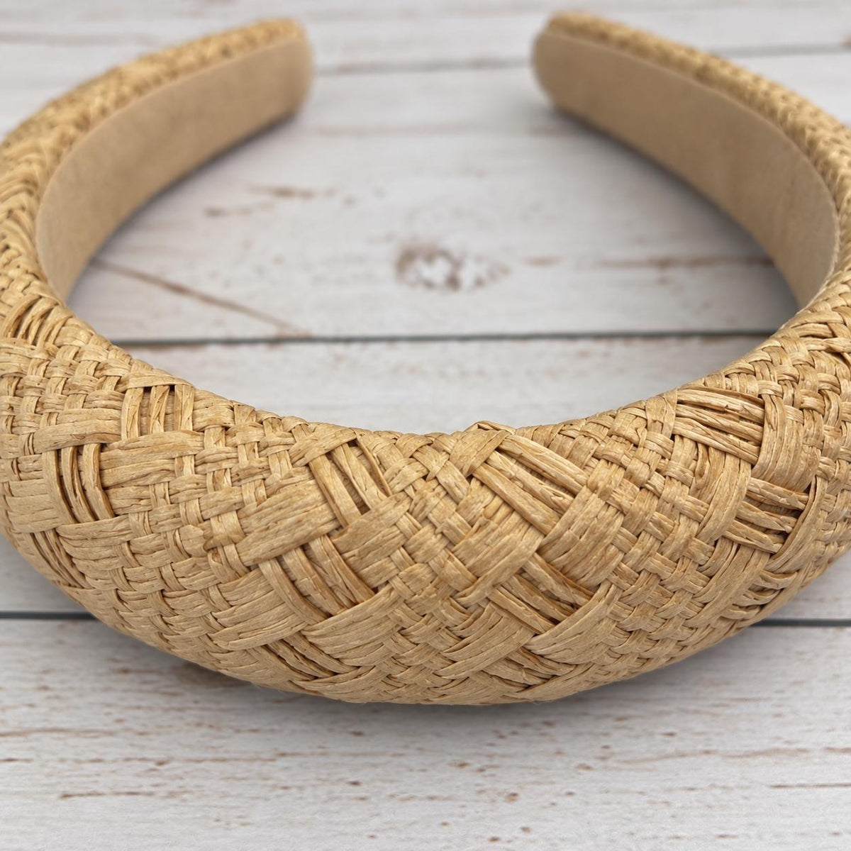 Dark Beige Raffia Headband, Woven Padded Headband, Wide Straw Hairband, Neutral Hair Accessory, Boho Headband for Women