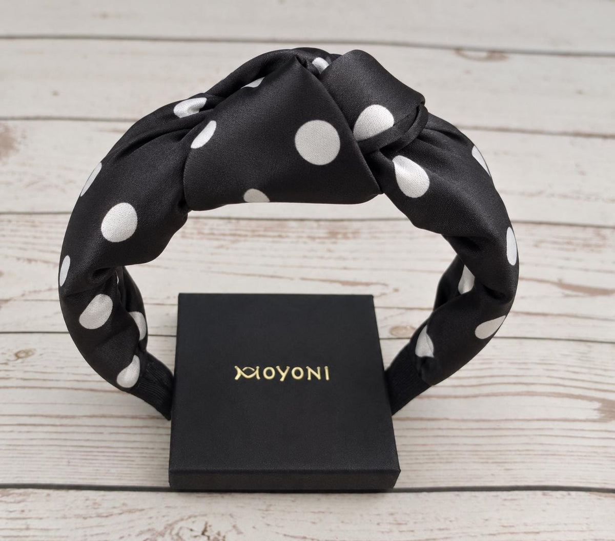 Black & White Polka Dot Satin Headband, Padded Knot Hairband, Wide Statement Headband, Women’s Hair Accessory, Retro Spot Headband