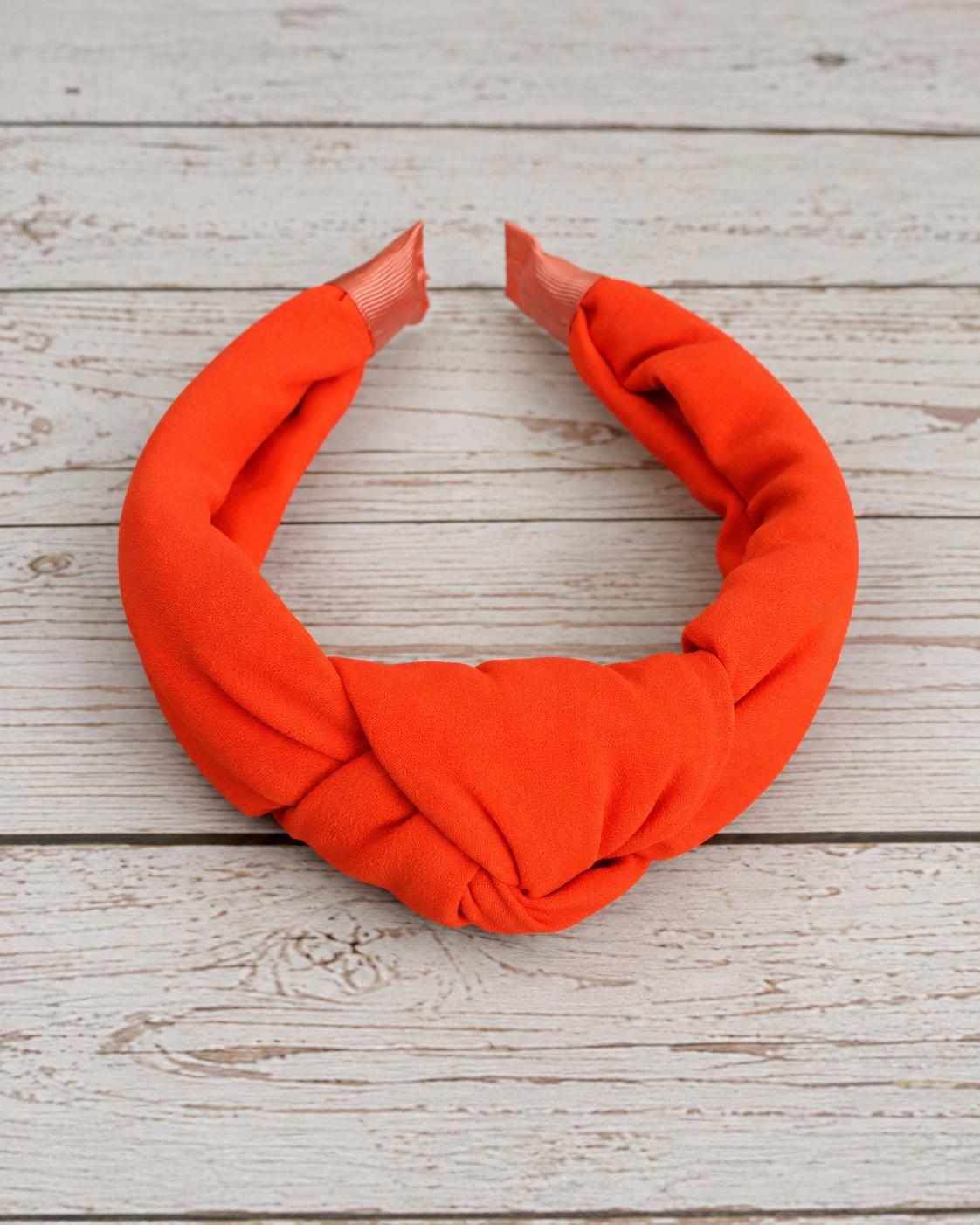 Bright Orange Knot Headband, Padded Wide Headband, Statement Hairband, Twist Knot Hair Accessory, Women’s Orange Headband