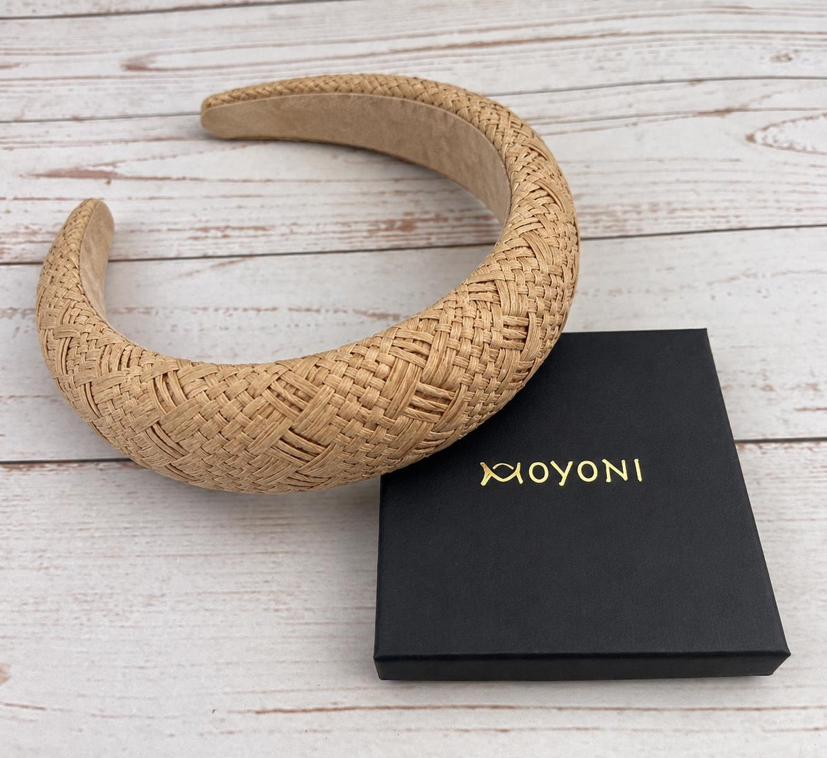 Dark Beige Raffia Headband, Woven Padded Headband, Wide Straw Hairband, Neutral Hair Accessory, Boho Headband for Women
