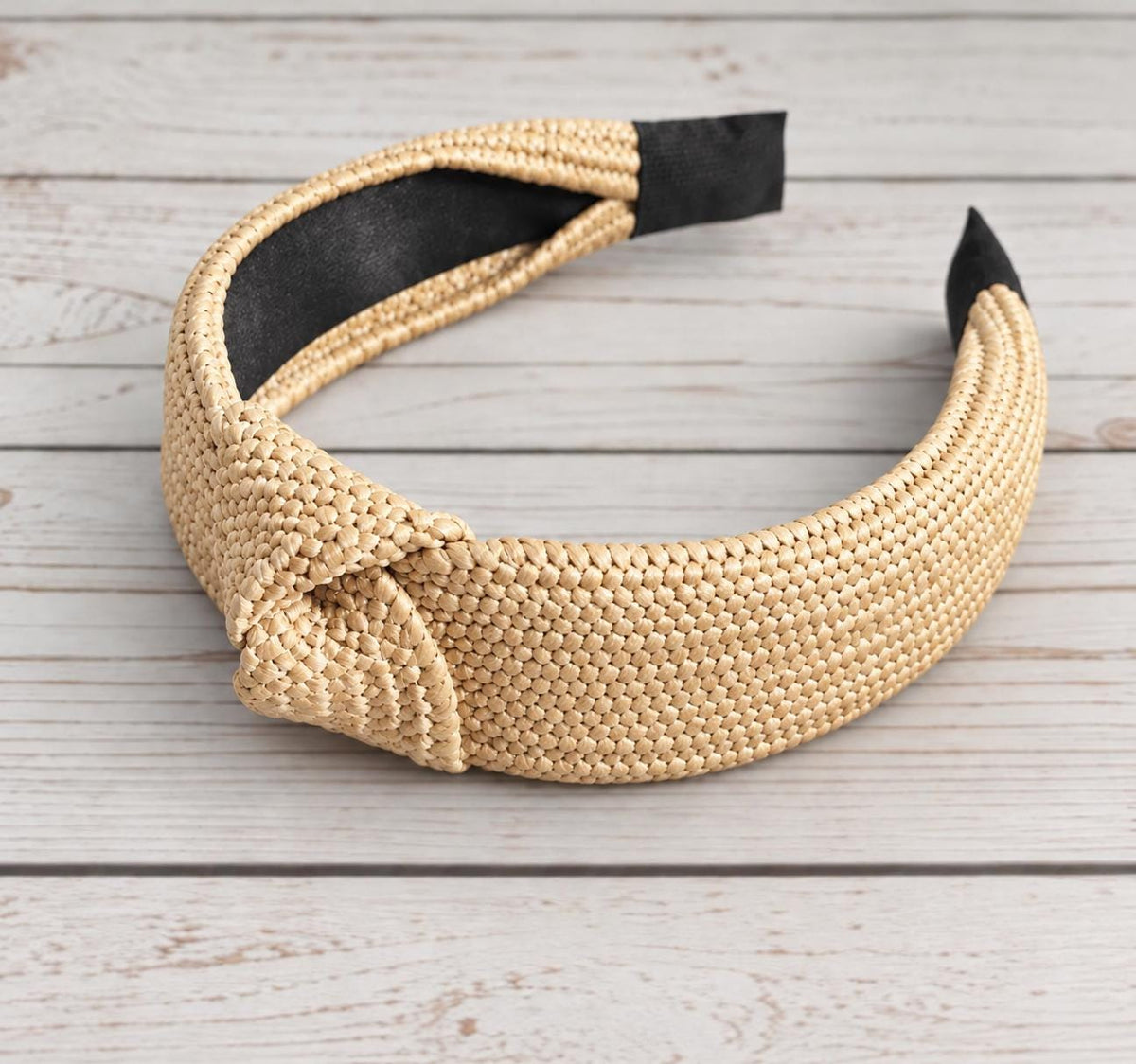 Cream Raffia Headband, Woven Straw Knotted Hairband, Beige Wide Headband, Summer Hair Accessory, Natural Raffia Hairband for Women