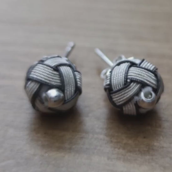 Handmade Sterling Silver Woven Drop Earrings - Boho Two Toned Braided Chain Jewelry