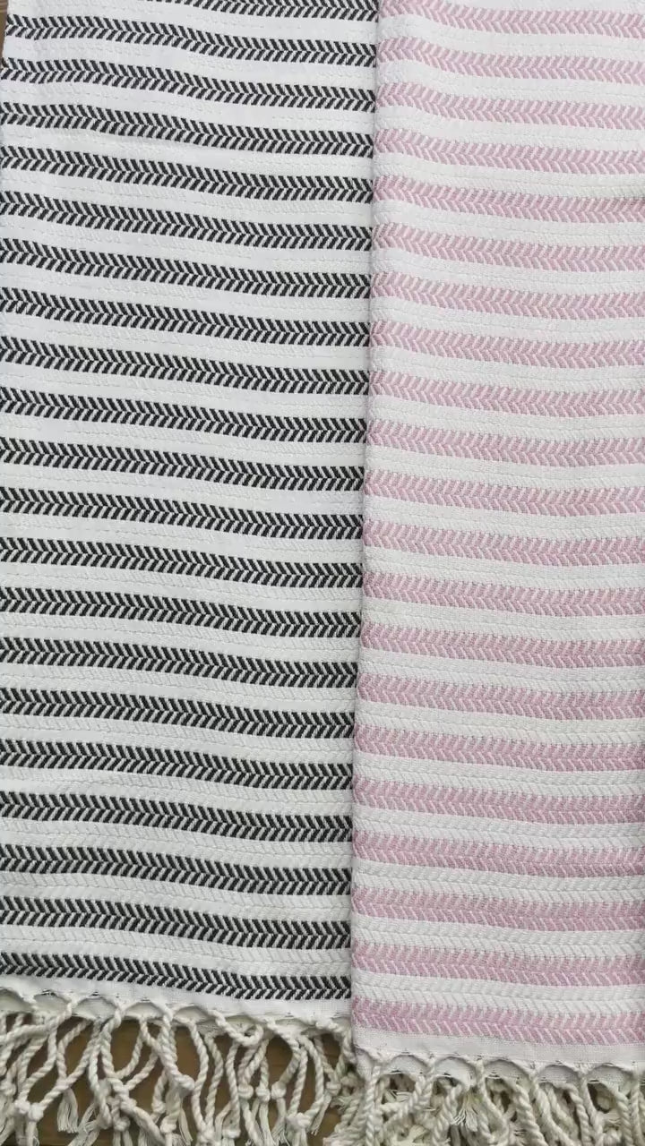 Turkish Peshtemal Towel, Black Bath Cotton Towel, 100% Cotton Towel, Pink Towel Beach, Blue Striped Large Peshtemal, Beige Holiday Towel