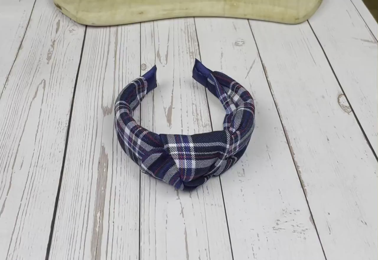 Plaid Knotted Headband for Women - Classic Tartan Hair Accessory