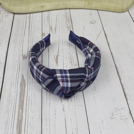 Plaid Knotted Headband for Women - Classic Tartan Hair Accessory