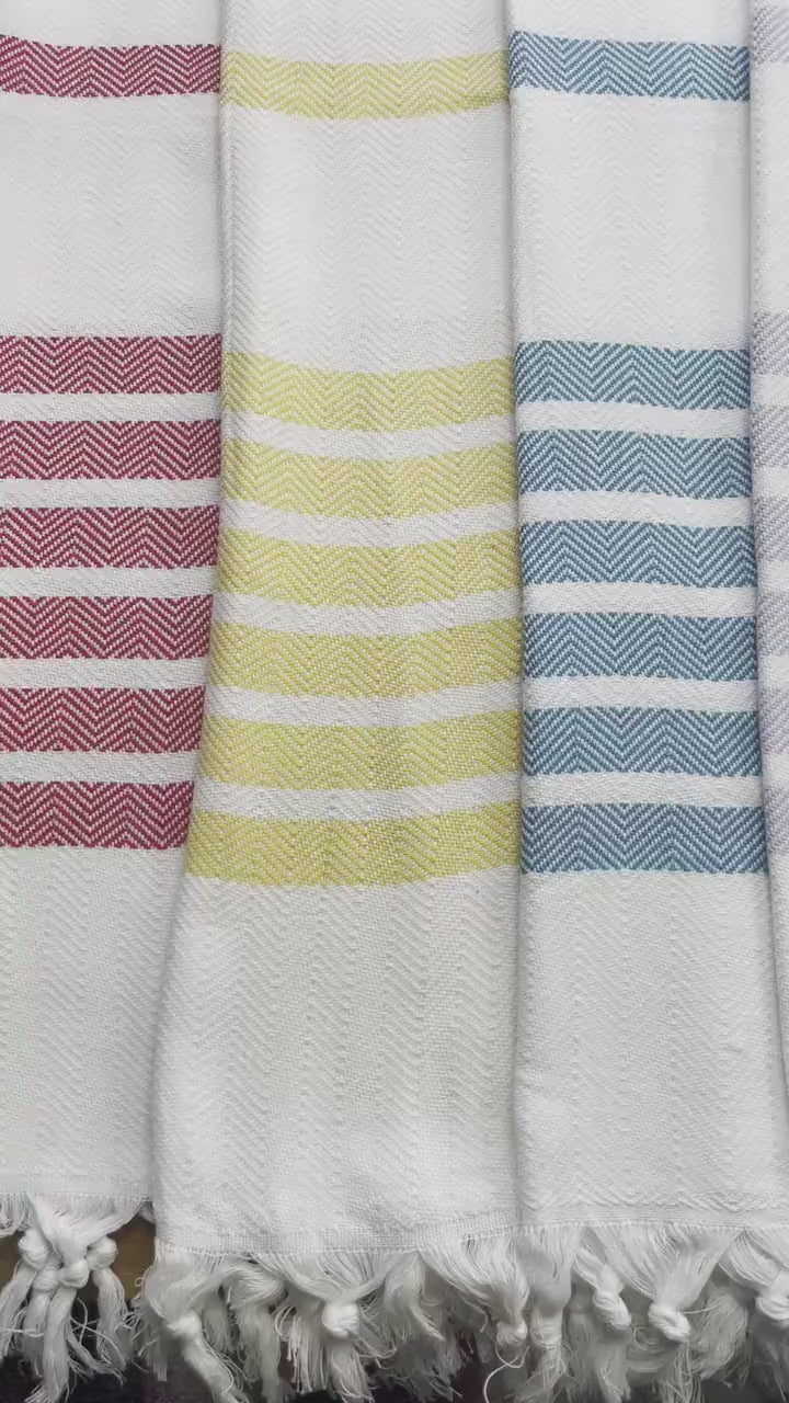 Turkish Peshtemal Towel, Red, Yellow, Lilac Cotton Bath Towel, 100% Cotton Towel, Blue-Green Towel Beach, Light Pink Striped Large Peshtemal
